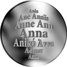 Náhled Reverzní strany - Česká jména - Anna - velká stříbrná medaile 1 Oz