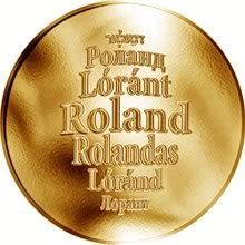 Náhled Reverzní strany - Česká jména - Roland - velká zlatá medaile 1 Oz