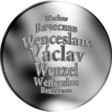 Náhled Reverzní strany - Česká jména - Václav - velká stříbrná medaile 1 Oz